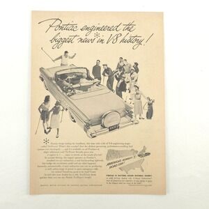1957 Pontiac Star Chief Advertising Print Ad Promo Art Crowd Golf V8 Convertible